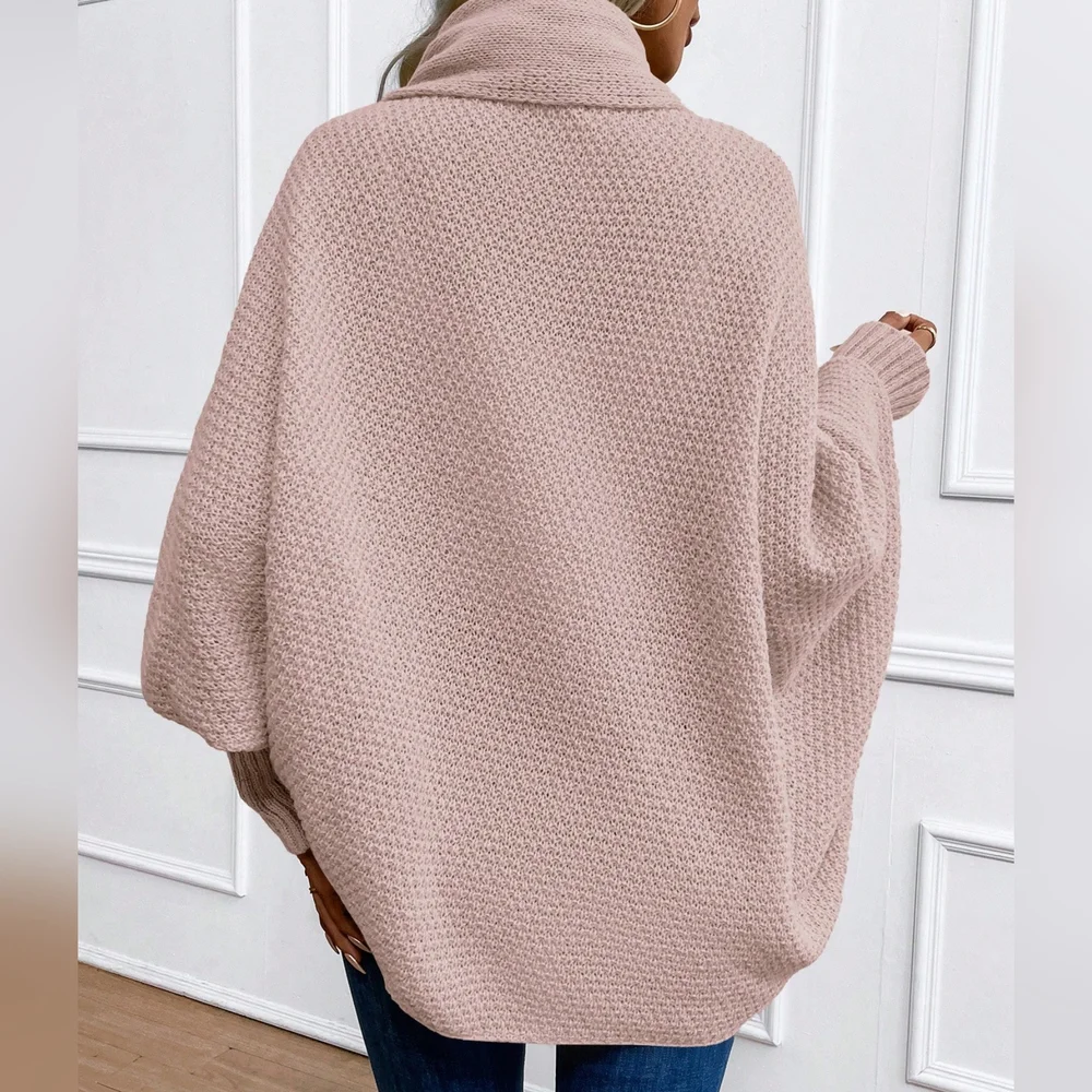 Solid Color Batwing Sleeve Long Sleeve Cardigan - Picture 4 of 5